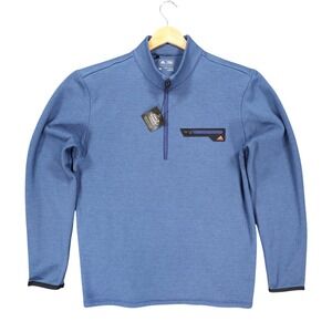 Adidas Quarter Zip Pullover Mens Medium Blue Excellent Textured Chest Pocket